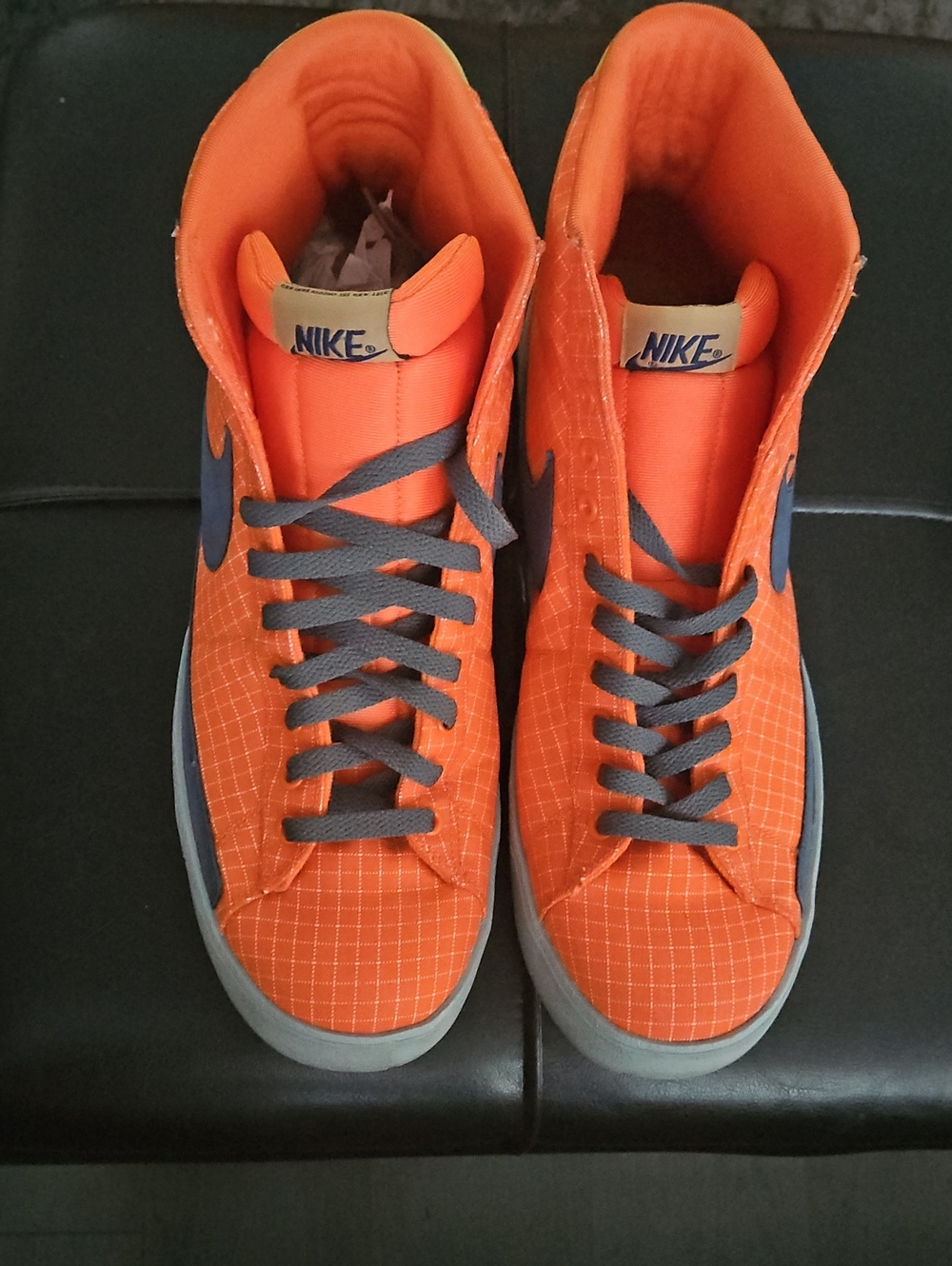 Nike Men’s High-Top Sneakers in Orange and Gray with Blue Swoosh